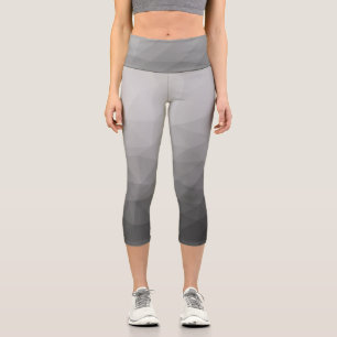 Grey Gradient Geometric Mesh Pattern Capri Leggings