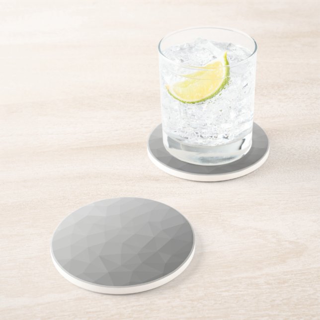 Grey Gradient Geometric Mesh Pattern Coaster (Side)