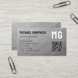 Grey Gradient Geometric Mesh Pattern Elegant Business Card
