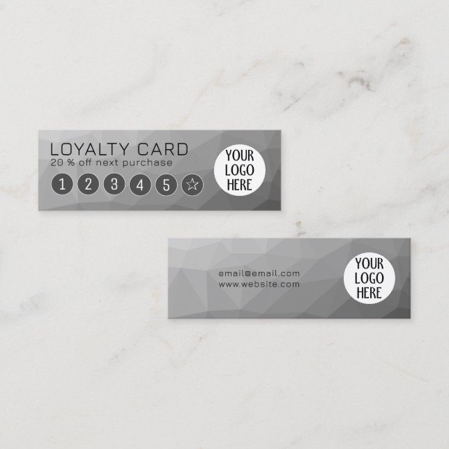 Grey Gradient Geometric Mesh Pattern Elegant Loyalty Card (Front/Back)