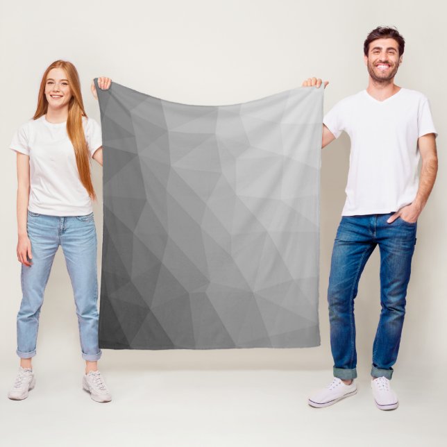 Grey Gradient Geometric Mesh Pattern Fleece Blanket (In Situ)