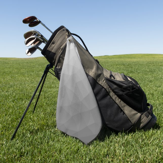 Grey Gradient Geometric Mesh Pattern Golf Towel (Green)