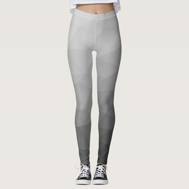 Grey Gradient Geometric Mesh Pattern Leggings (Front)