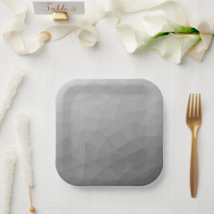 Grey Gradient Geometric Mesh Pattern Paper Plate