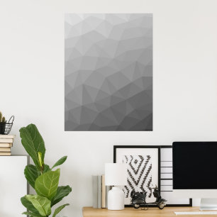 Grey Gradient Geometric Mesh Pattern Poster