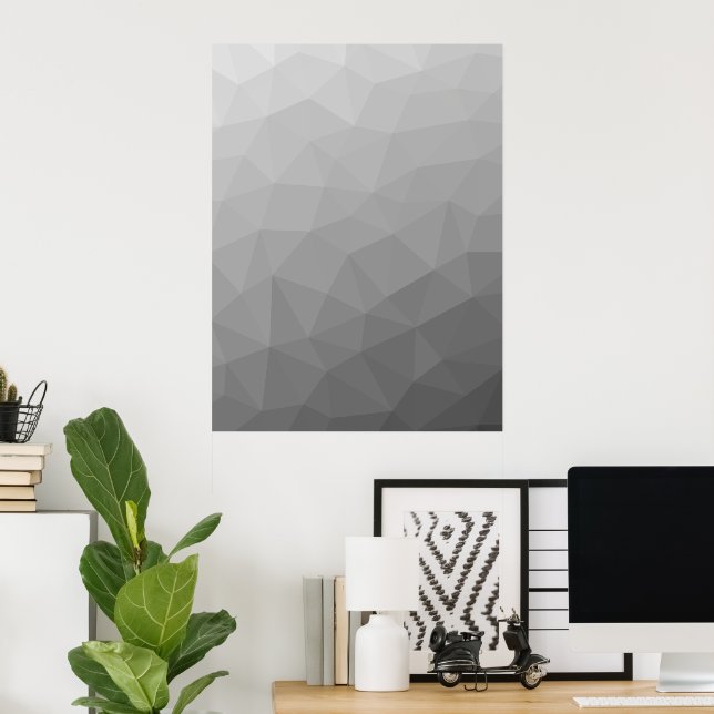 Grey Gradient Geometric Mesh Pattern Poster (Home Office)