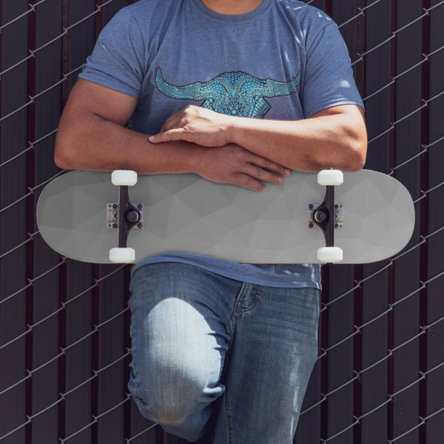 Grey Gradient Geometric Mesh Pattern Skateboard (Outdoor 3)