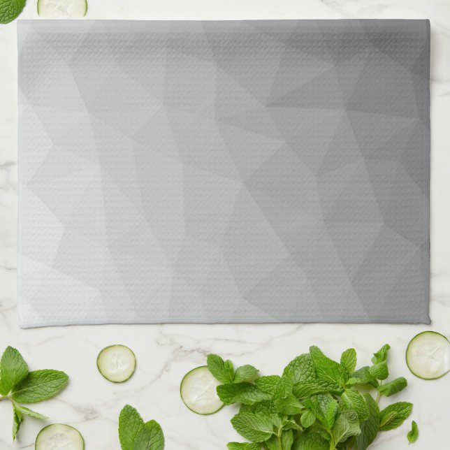Grey Gradient Geometric Mesh Pattern Tea Towel (Folded)