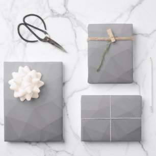 Grey Gradient Geometric Mesh Pattern Wrapping Paper Sheet