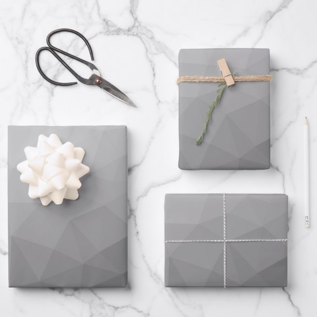 Grey Gradient Geometric Mesh Pattern Wrapping Paper Sheet (Front)