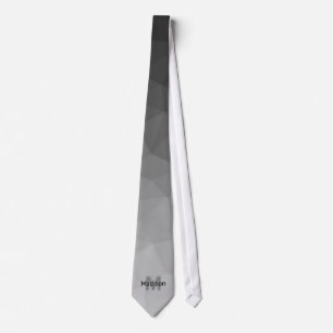 Grey gradient geometry mesh pattern Monogram Tie