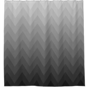 Grey Gradients Chevrons Pattern Shower Curtain