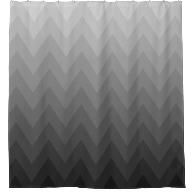 Grey Gradients Chevrons Pattern Shower Curtain (Front)