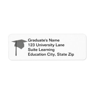 Grey Graduation Cap, Black Tassel Address Labels