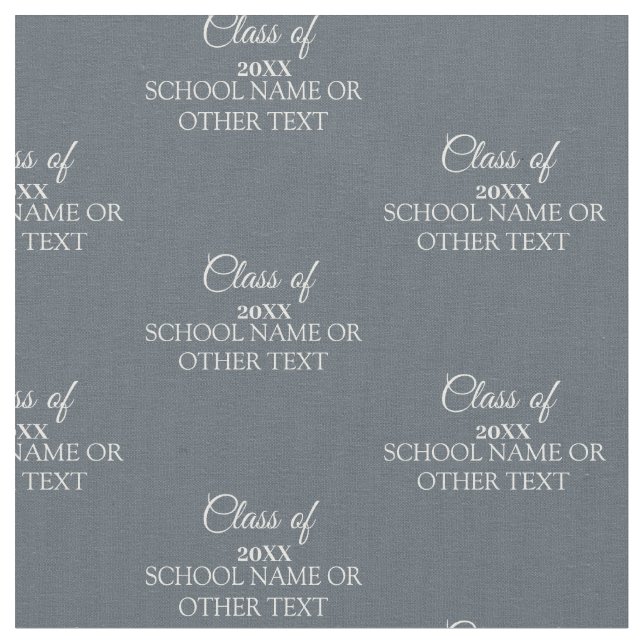 Grey Graduation Class of Custom Year and Text Fabric (Close Up)