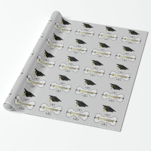 Grey Graduation Wrapping Paper