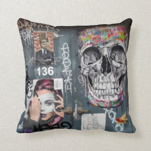 Grey Graffiti Pillow