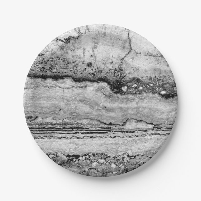 Grey Granite marble | abstract stone pattern   Paper Plate (Front)