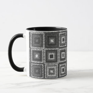 Grey Granny Squares Pattern Mug