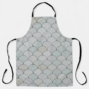 Grey graphic textile apron