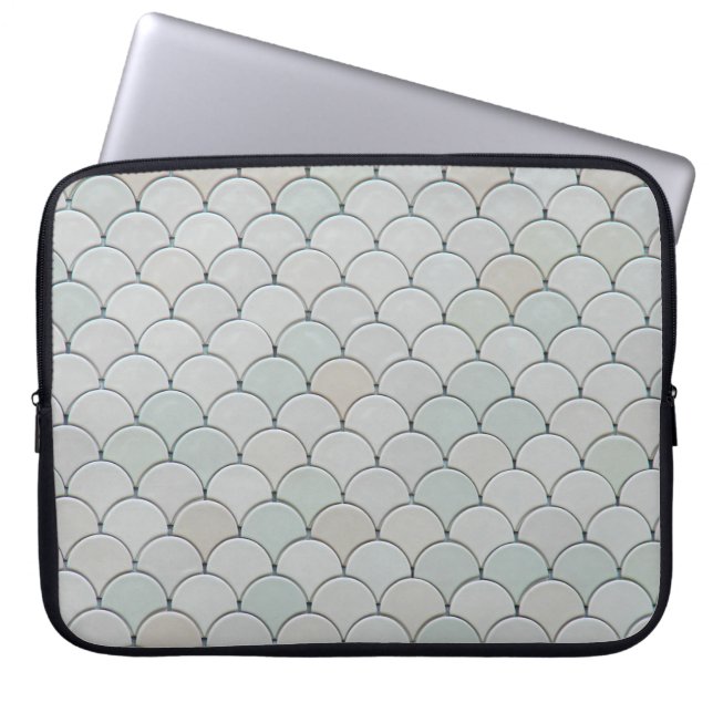 Grey graphic textile laptop sleeve (Front)