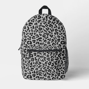 Grey Gray Ash Leopard Cheetah Animal Print Pattern Printed Backpack