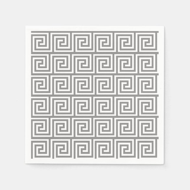 Grey Greek Key Pattern Napkin (Front)