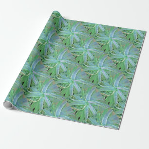 Grey Green Aloe Abstract Painting Wrapping Paper
