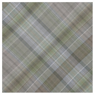 Grey green and brown plaid fabric