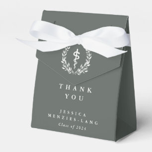 Grey-Green Asclepius Medical Graduation Favour Box
