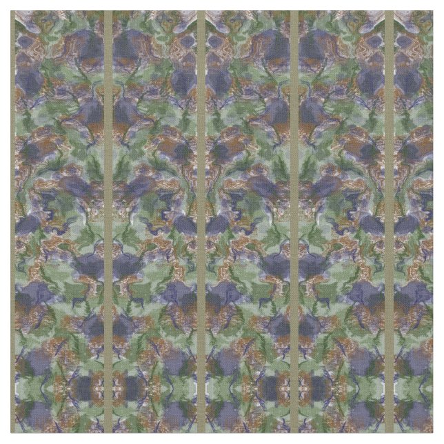 Grey - Green - Blue Art Deco art Fabric (Close Up)