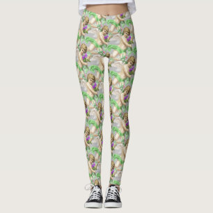 Grey Green Cherubs Leggings