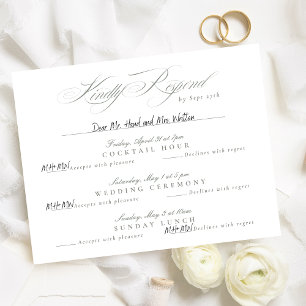 Grey Green Classic Calligraphy multi-event RSVP Card