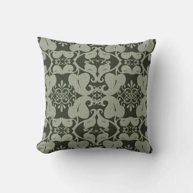 Grey Green Elegant Throw Pillow (Front)