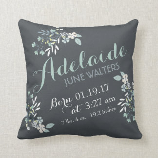 Grey Green Floral Nursery Keepsake Cushion