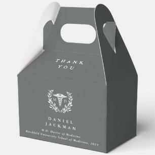 Grey-Green MD Doctor + Caduceus Graduation Favour Box