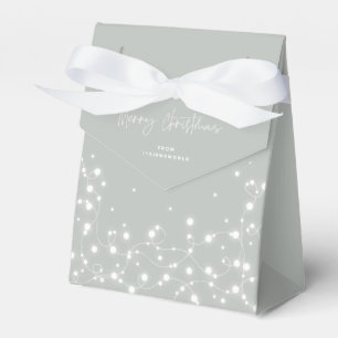 Grey-Green Merry Christmas Sparkling Lights Favour Box