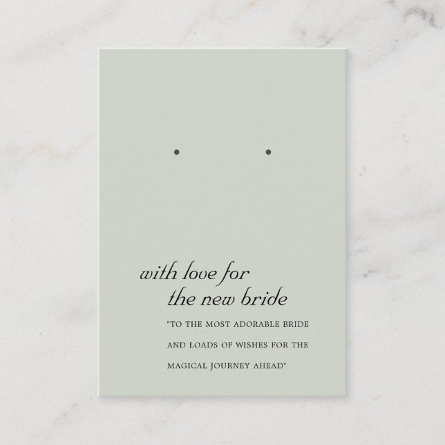 GREY GREEN NEW BRIDE GIFT EARRING DISPLAY CARD (Front)