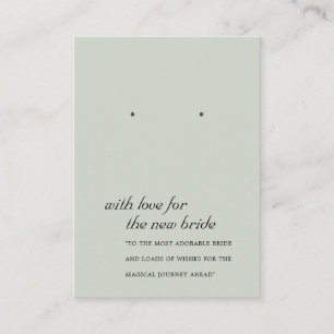 GREY GREEN NEW BRIDE GIFT EARRING DISPLAY CARD
