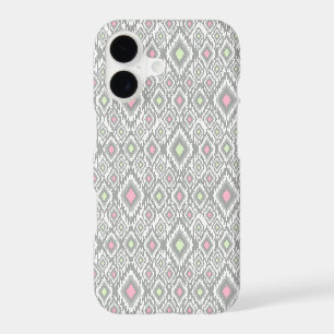 Grey, green, pink rhombuses on a white