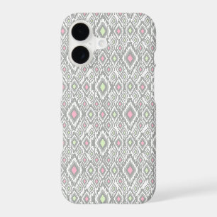 Grey, green, pink rhombuses on a white