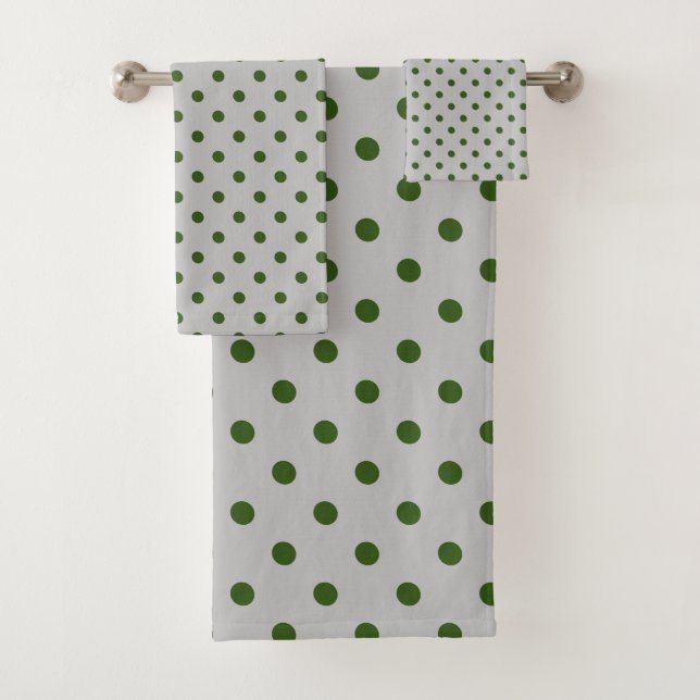 Grey Green Polka Dot Bath Towel Set (Insitu)