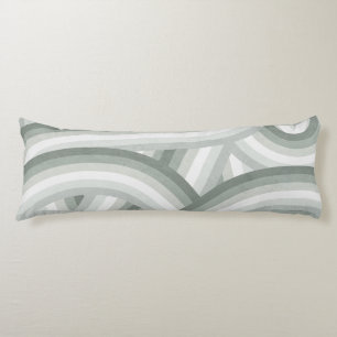 Grey-Green Retro Rainbow Stripes Pattern Body Cushion