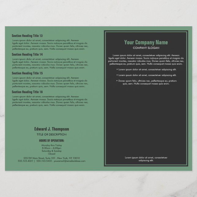 Grey Green Simple Border Brochure (Front)