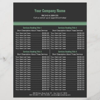 Grey Green Simple Border Price List 4 Flyer