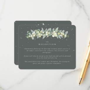 Grey Green Snowberry+Eucalyptus Garland Reception Enclosure Card