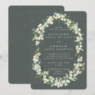 Grey Green Snowberry+Eucalyptus Reception Only Invitation