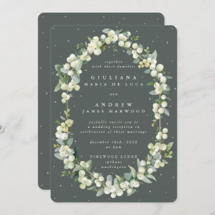 Grey Green Snowberry+Eucalyptus Reception Only Invitation