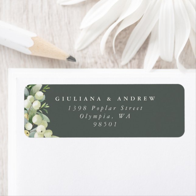 Grey Green Snowberry+Eucalyptus Return Address Label (Insitu)