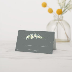 Grey Green Snowberry+Eucalyptus Wedding Place Card